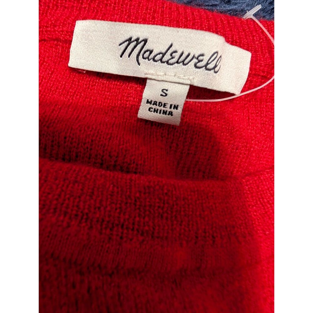 Madewell Merino Wool Pullover Sweater Crimson Red S Cozy Minimalist Capsule - Picture 3 of 6